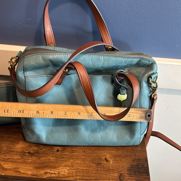 Fossil Rachel Satchel teal with matching wallet - like new condition - Picture 5 of 13